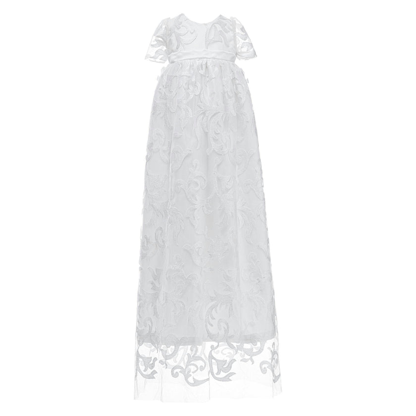 White Heirloom Lace Christening Gown & Bonnet Set