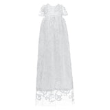 White Heirloom Lace Christening Gown & Bonnet Set