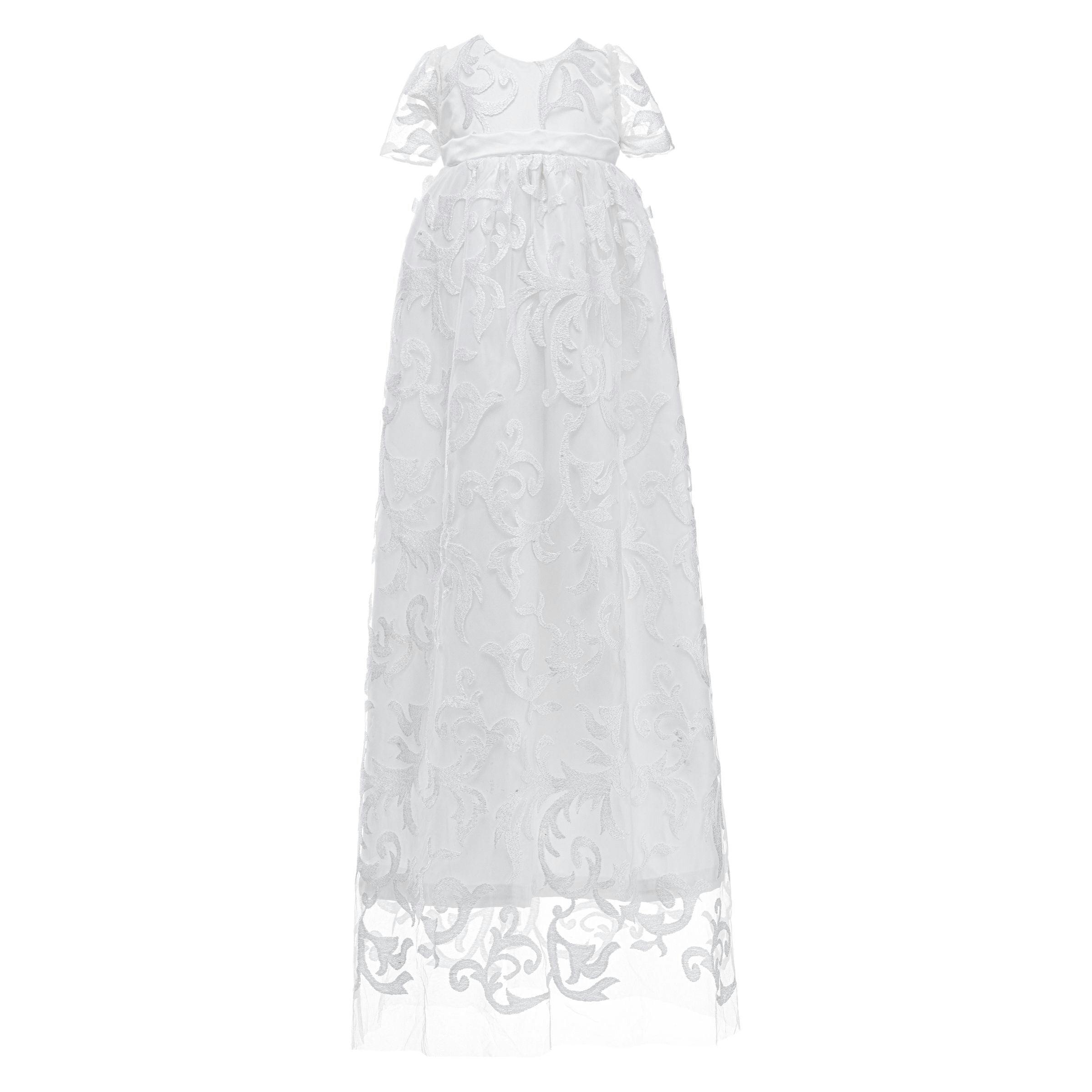 White Heirloom Lace Christening Gown & Bonnet Set