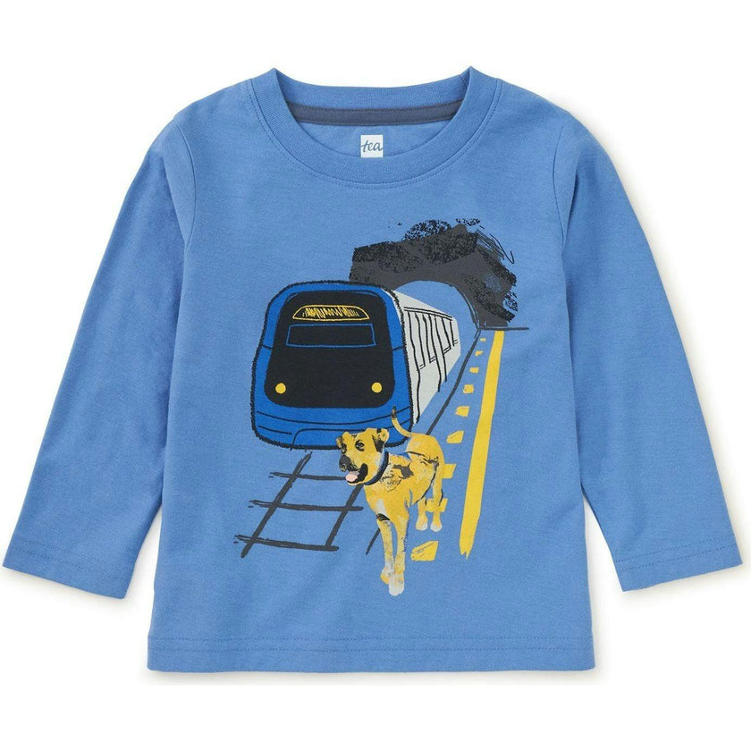 Boji & Train Graphic Tee, Blue