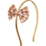 Gingham Printed Tulle Bow Headband
