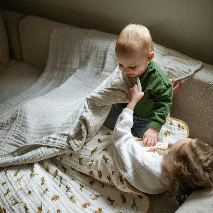 Original Organic Cotton Muslin Quilt - Sand Stripe