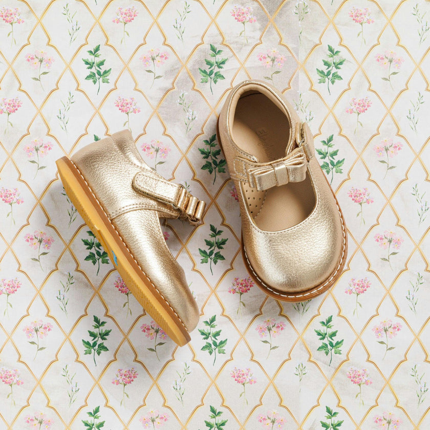 Toddler Bow Mary Jane | Gold Leather