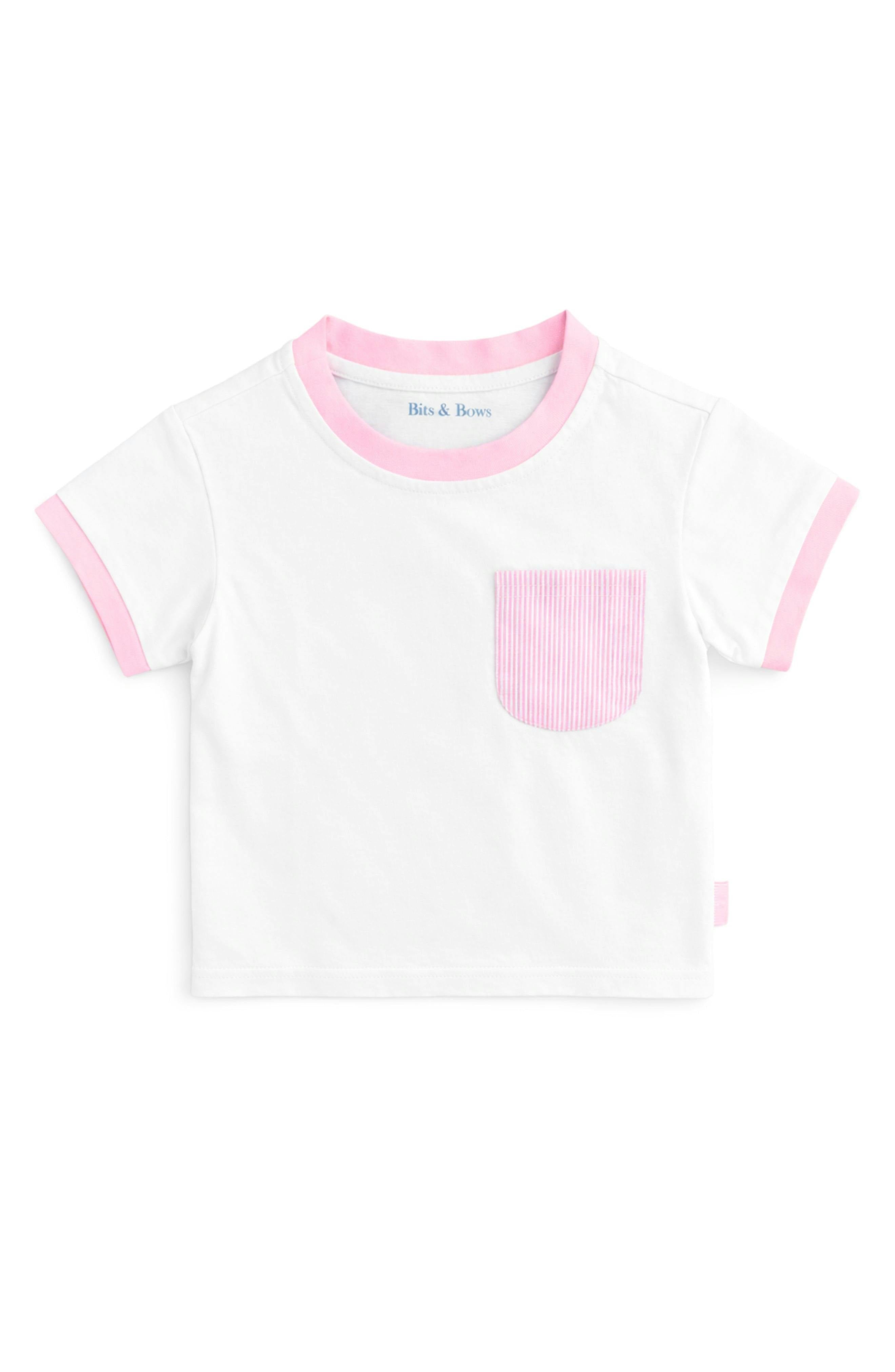 Pink Seersucker Pocket T-Shirt