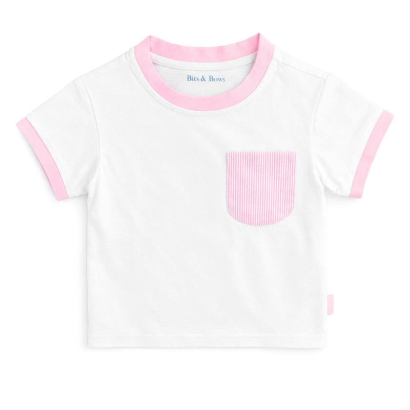 Pink Seersucker Pocket T-Shirt