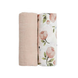Organic Cotton Muslin Swaddle Blanket 2 Pack - Watercolor Floret