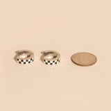 Checkered Chunky Huggie Hoop Earrings