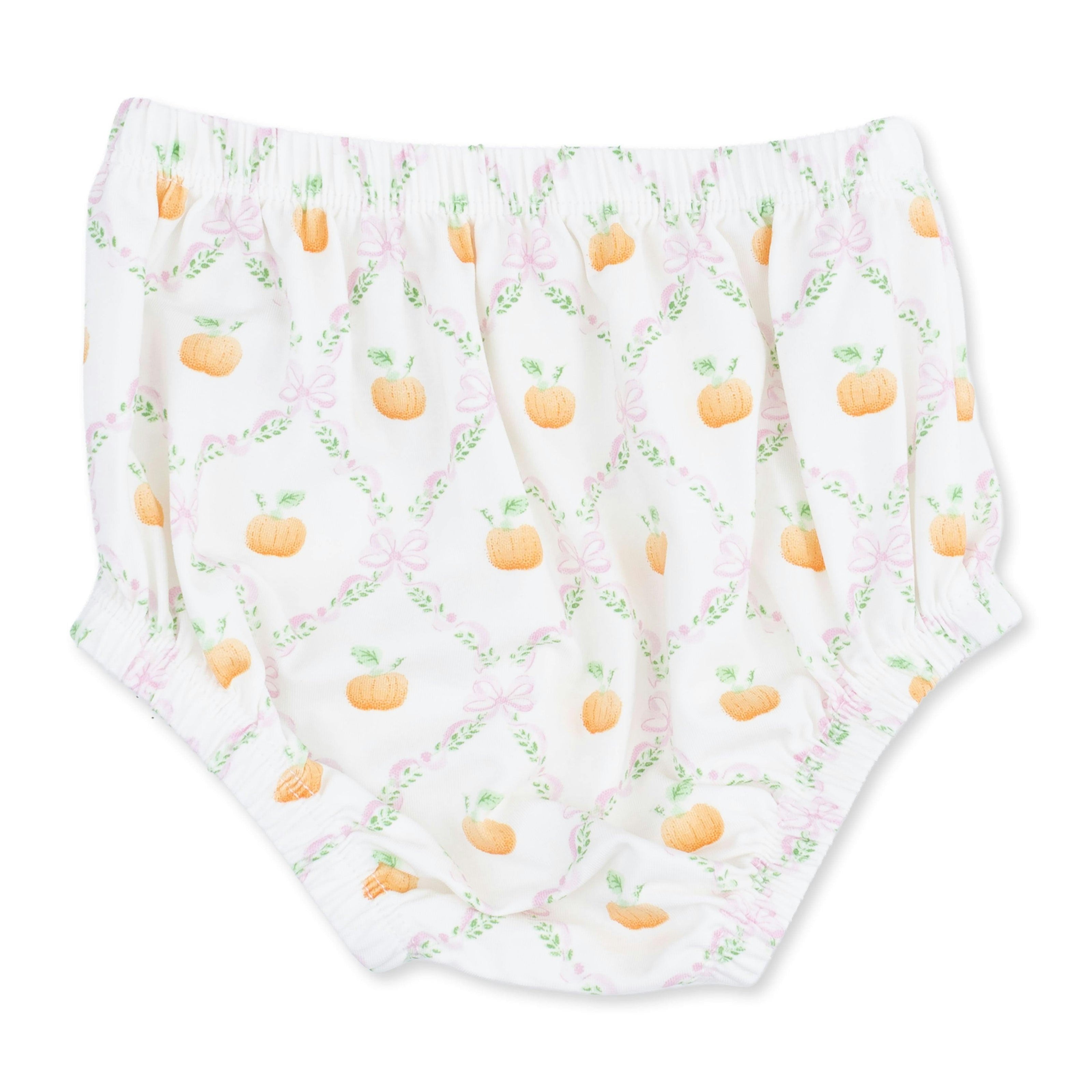 Pretty Pumpkin Trellis - Jane Puff Sleeve Bishop Dress and Bloomer