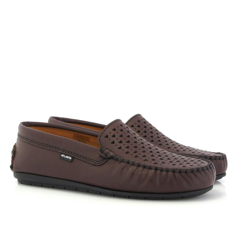 Plain 015 Walker Moccasins, burgundy gomatti leather with hearts