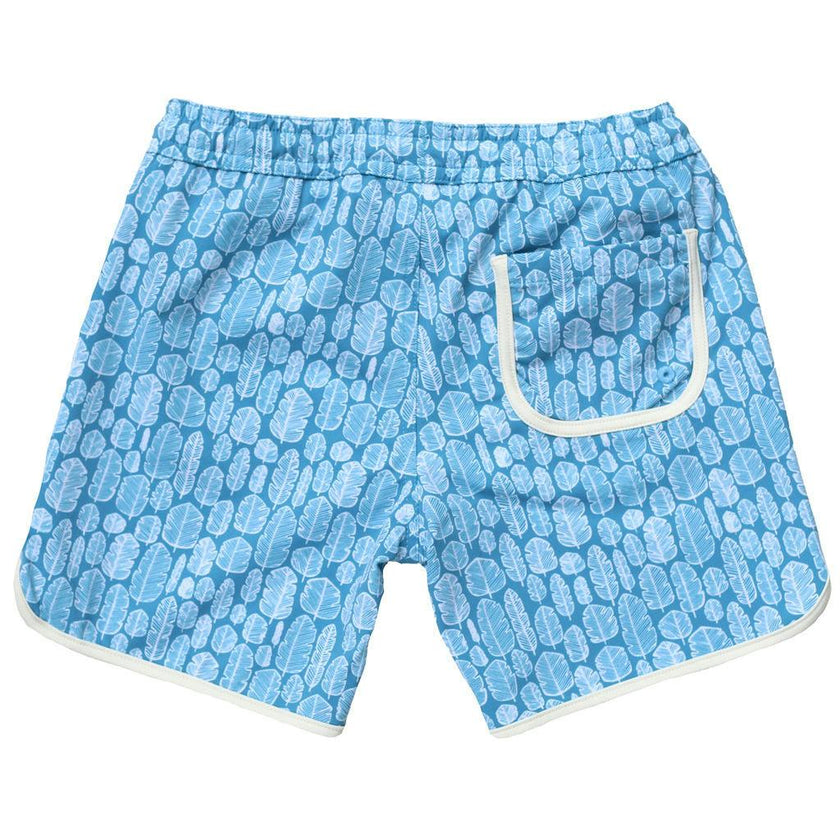 Rupert Swim Shorts Banana Leaves Print In Sky Blue