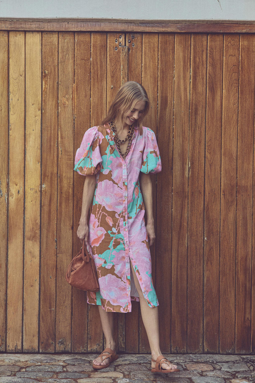Bubble Linen Dress - Aquarela