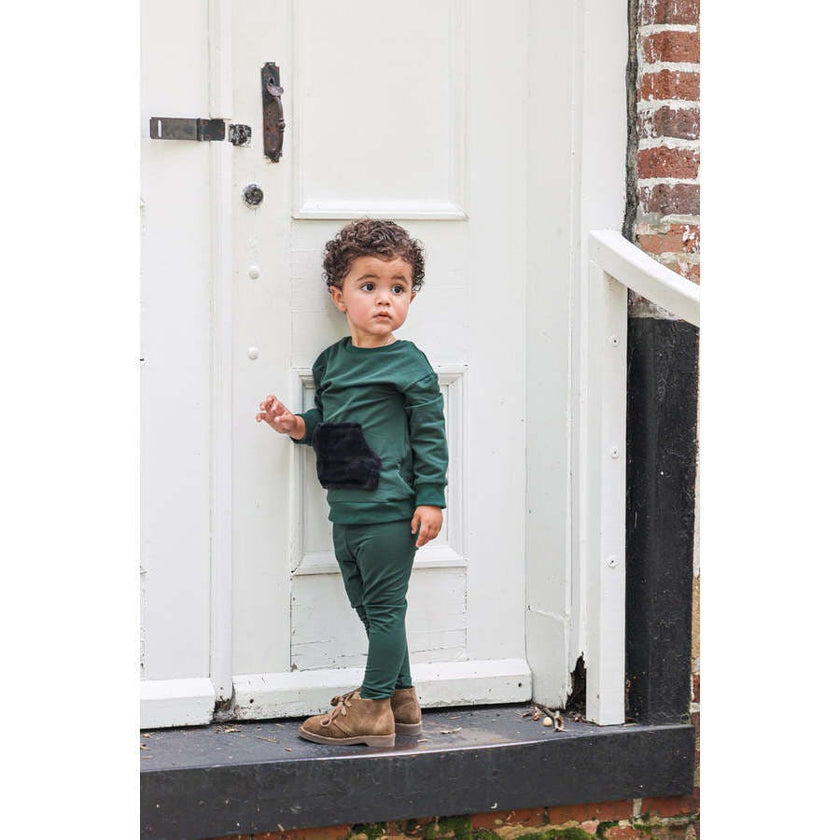 Unisex Couture Contrast Front Pocket Sweater & Pant 2-Piece Set