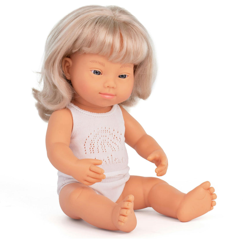 15" Baby Doll Caucasian Blonde Girl with Down Syndrome