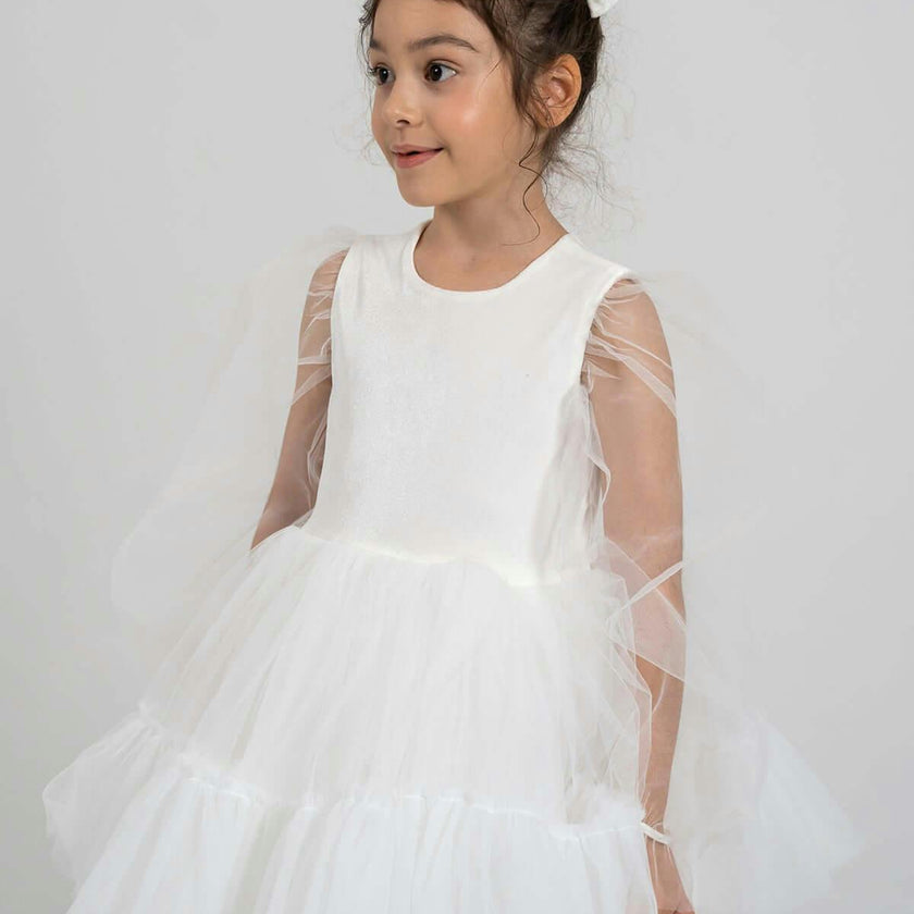 White Velvet Balloon Tutu Dress