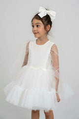 White Velvet Balloon Tutu Dress