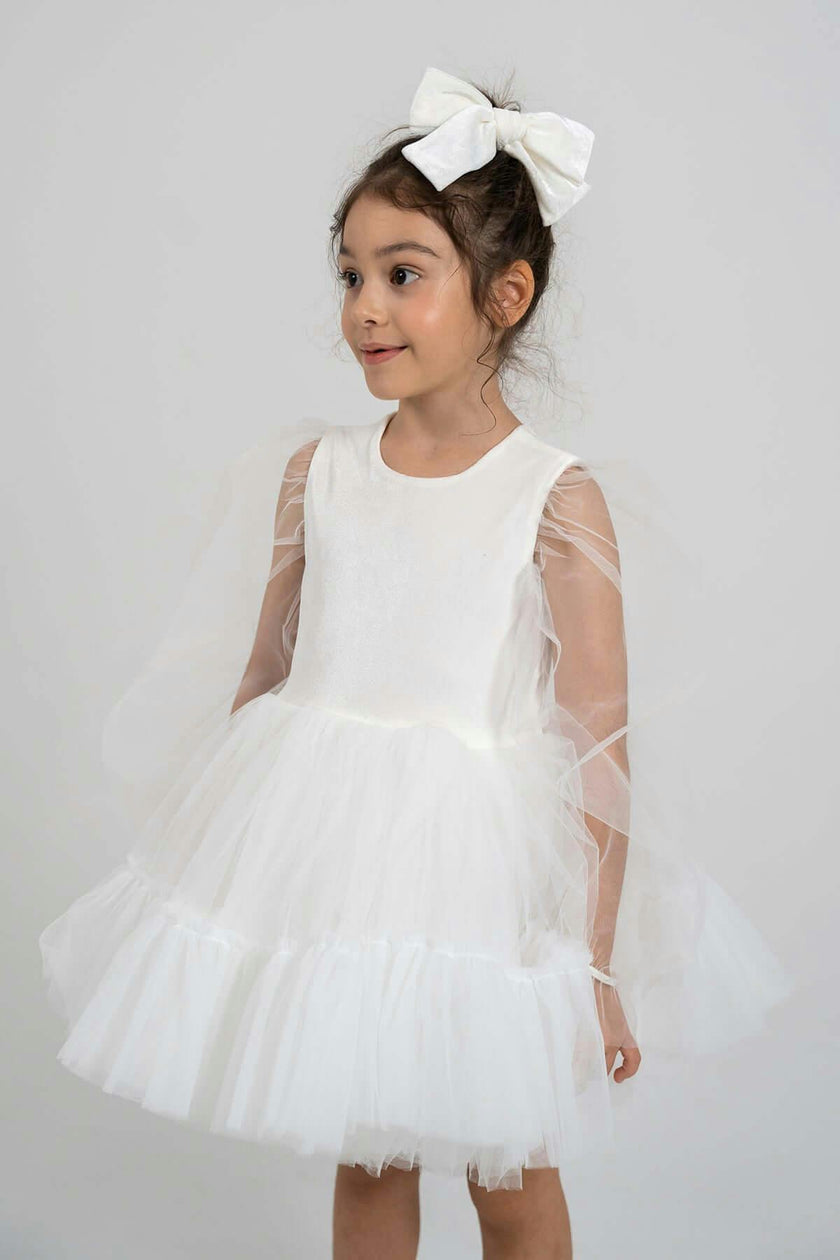 White Velvet Balloon Tutu Dress