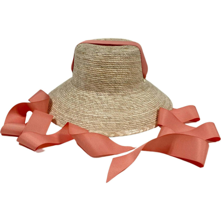 Palmetto Girl’s Hat - Long Coral Grosgrain Ribbon