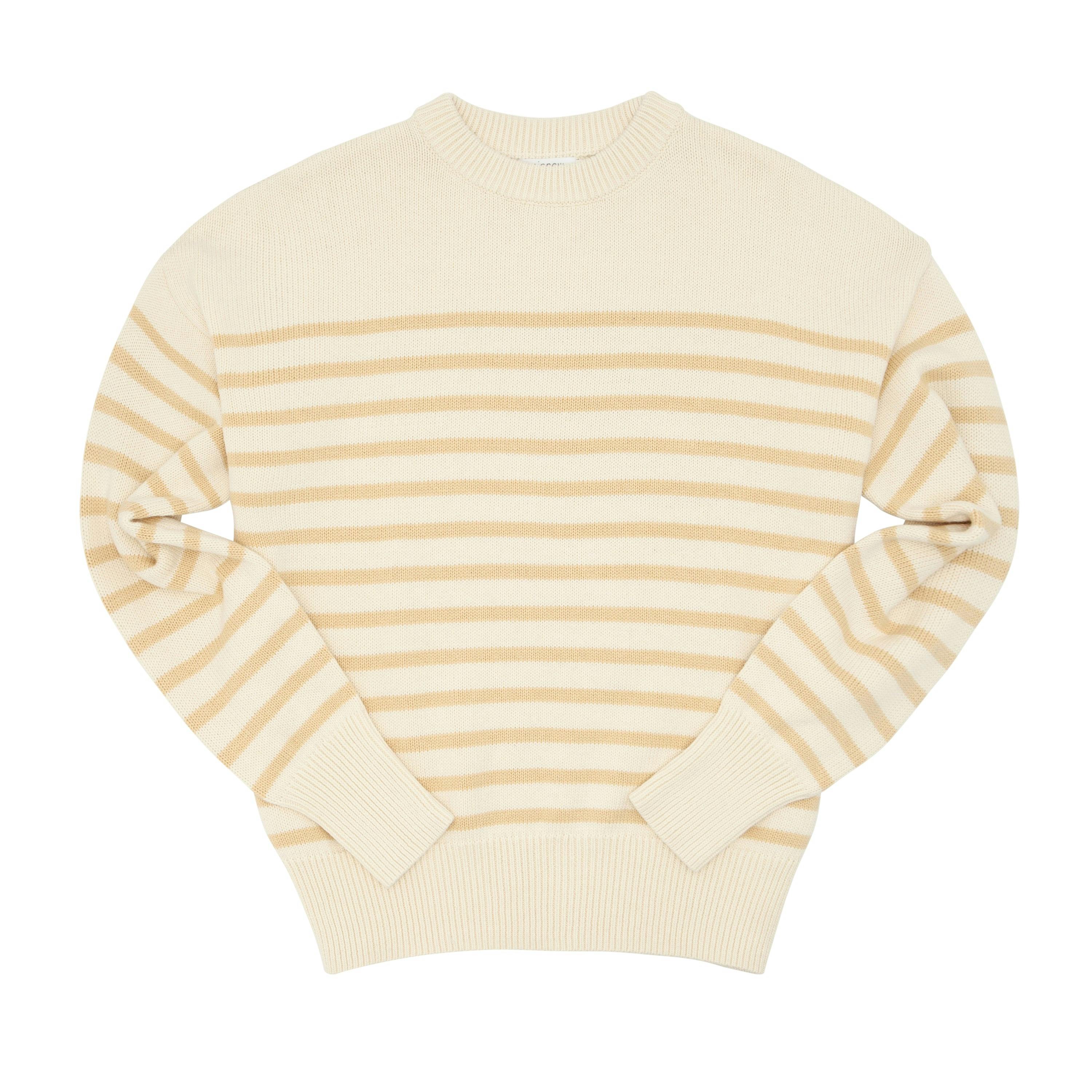 Women's Knit Sweater Cream And Tan Stripe