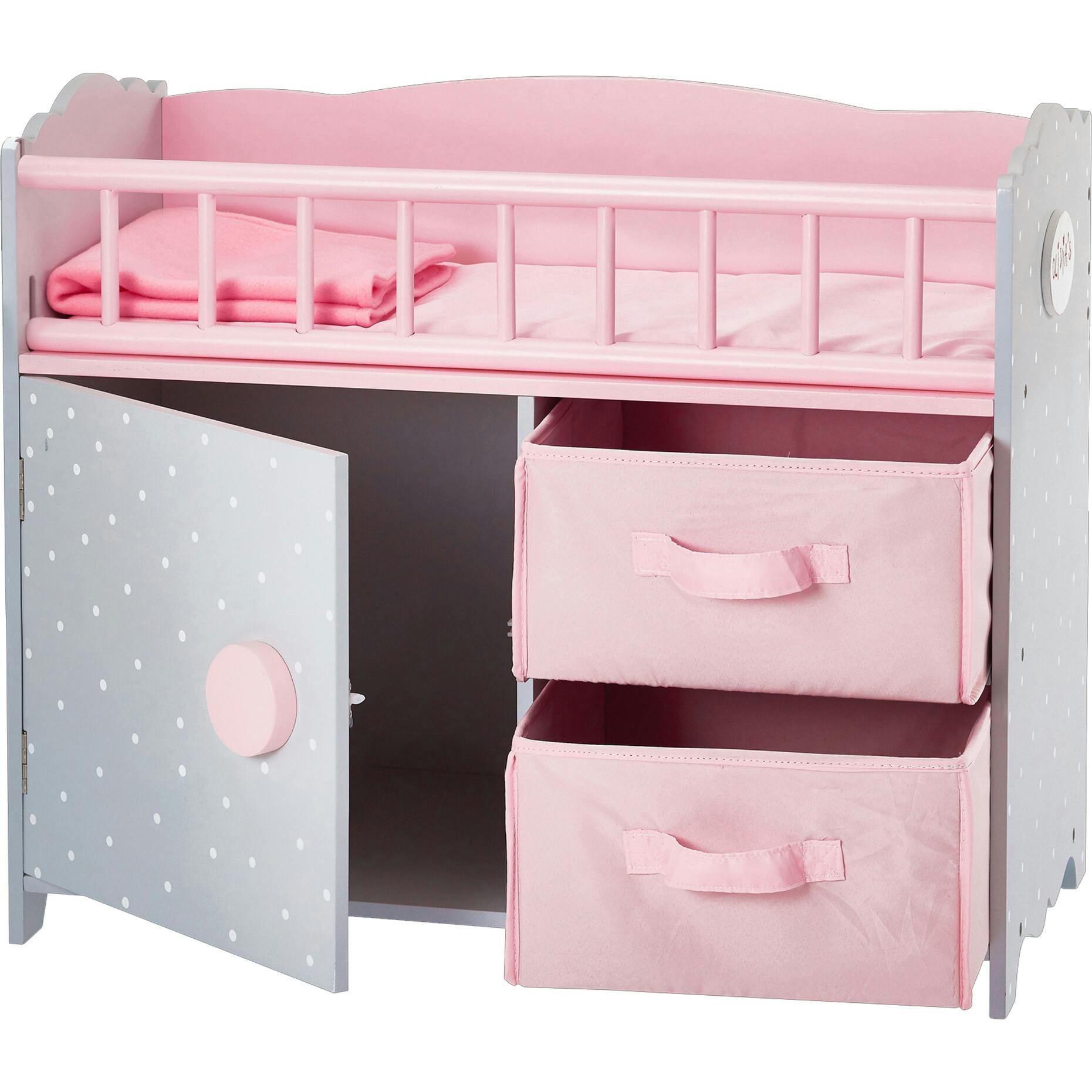 Olivia's Little World Wooden Baby Doll Crib & Cabinet