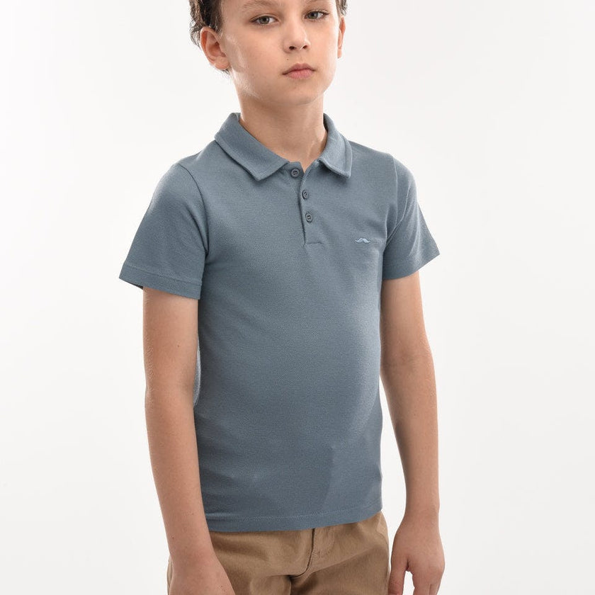 Blue Solid Logo Polo
