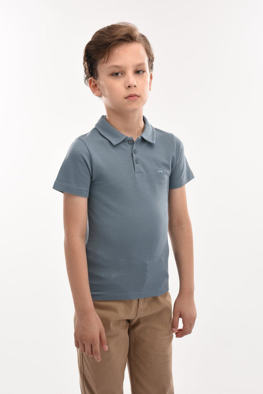 Blue Solid Logo Polo