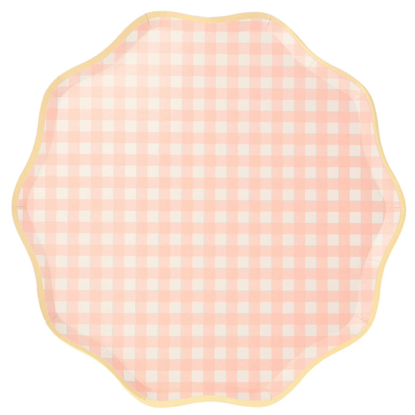 Set of 12 Gingham Dinner Plates
