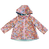 Girls Rafa Reversible Raincoat - Burgundy Sketched Floral