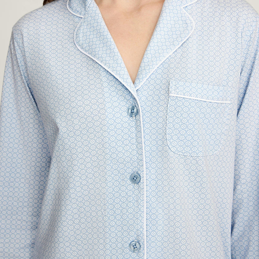 Women's Lightweight Pima Pajama Set in Periwinkle Geo