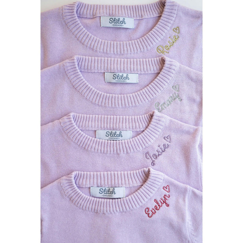 Monogram Embroidered Crewneck Sweater with Glitter