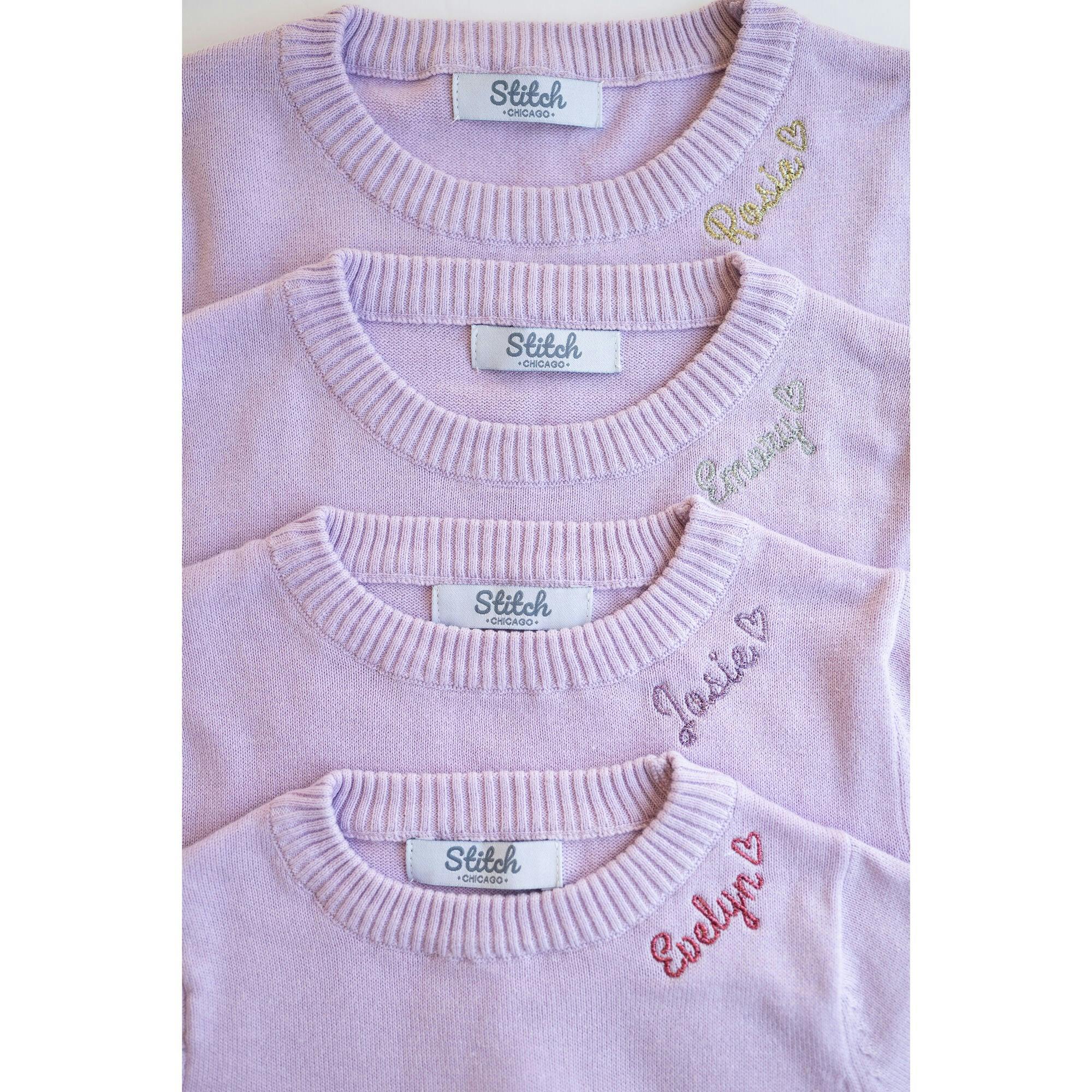 Monogram Embroidered Crewneck Sweater with Glitter