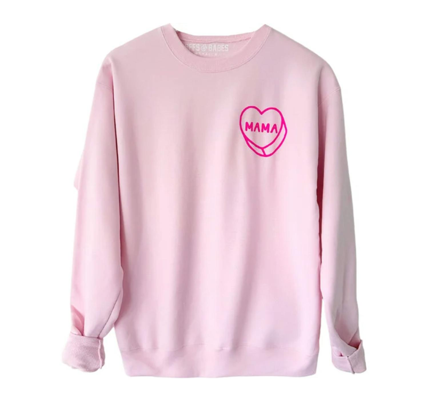 Women's Luv Letters Mama Sweatshirt, Pink