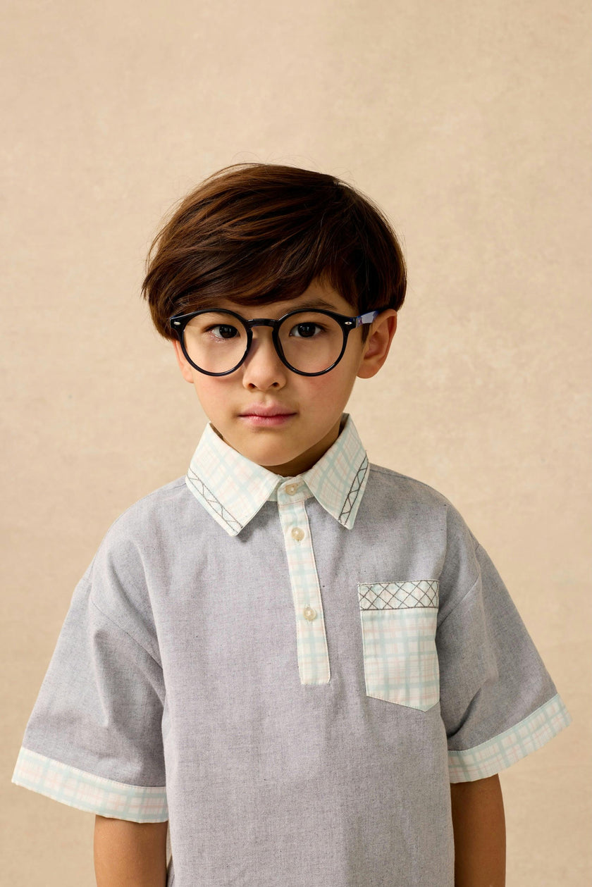 Embroidered Plaid Polo