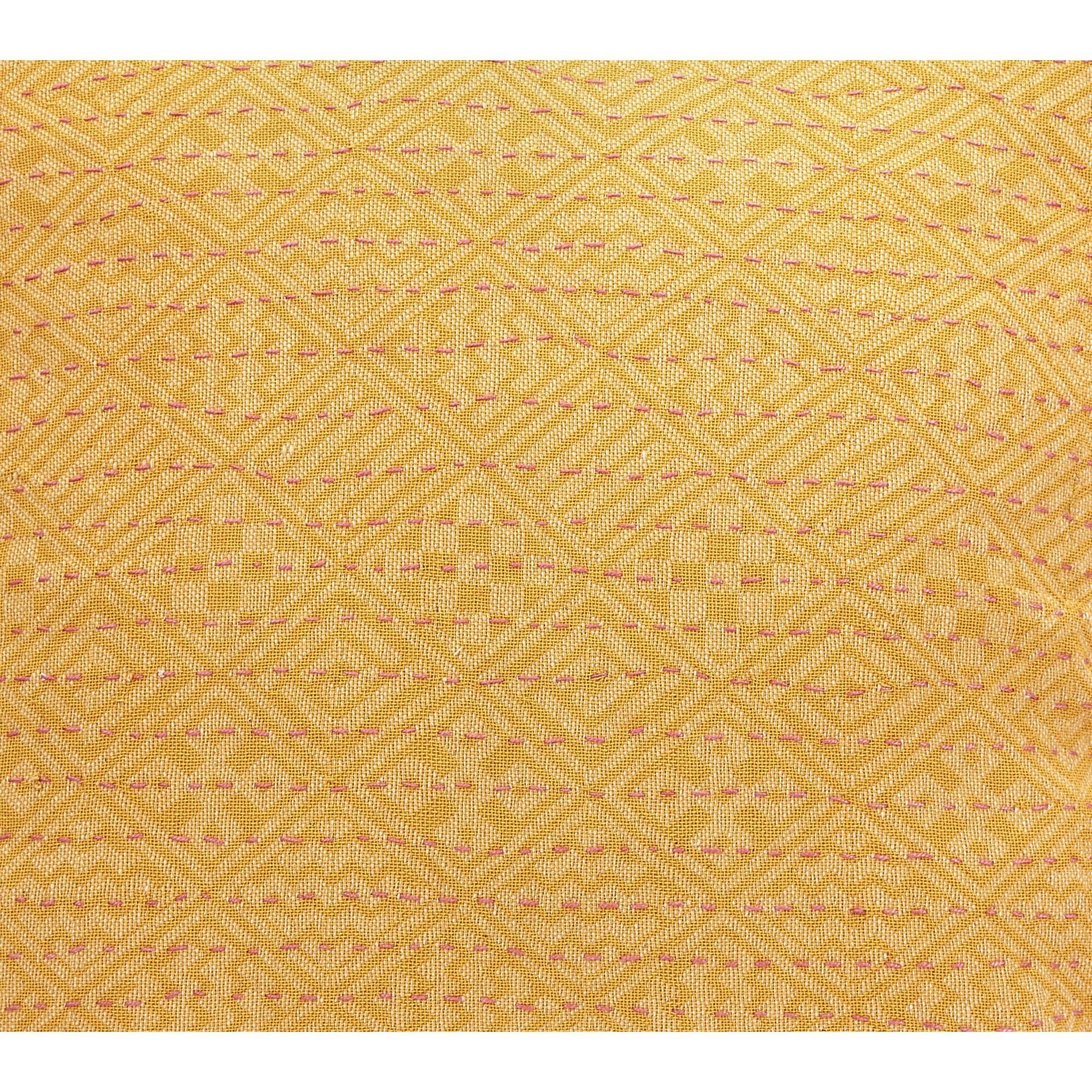 Artisan Hand Loomed Cotton Square Pillow - Yellow Diamond - 24