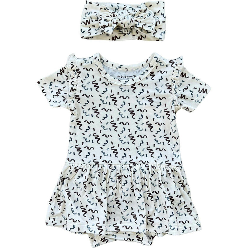 Baby Bodysuit Dress Set Patriotic Ribbon