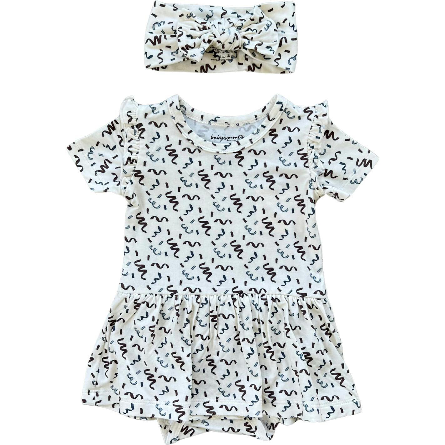 Baby Bodysuit Dress Set Patriotic Ribbon
