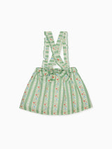 Sage Floral Stripe Reina Girl Pinafore Skirt
