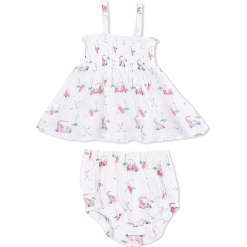 Baby Golf Carts Pink - Smocked Top with Bloomer