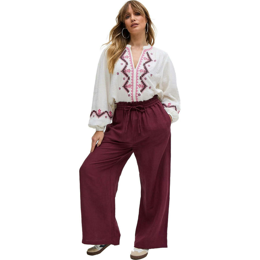 Dina V-Neck Embroidered Blouse