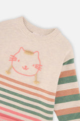 Knitted Stripe Sweater Off-White