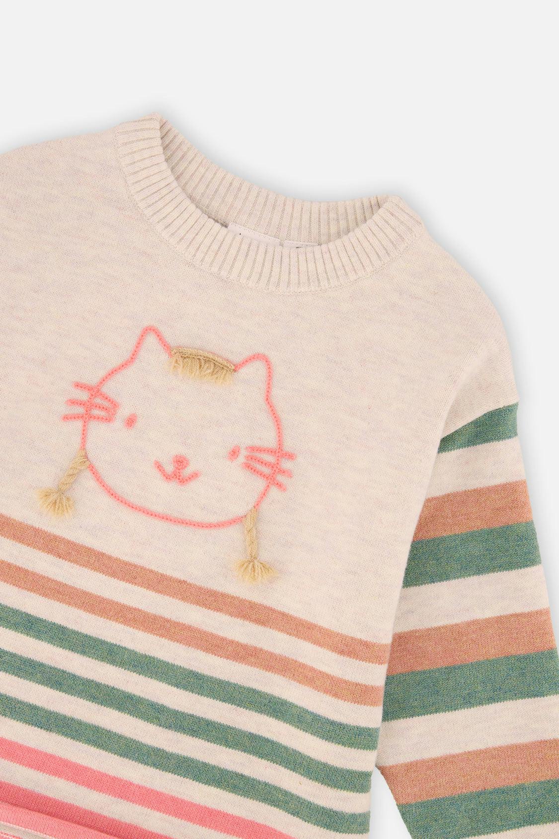 Knitted Stripe Sweater Off-White