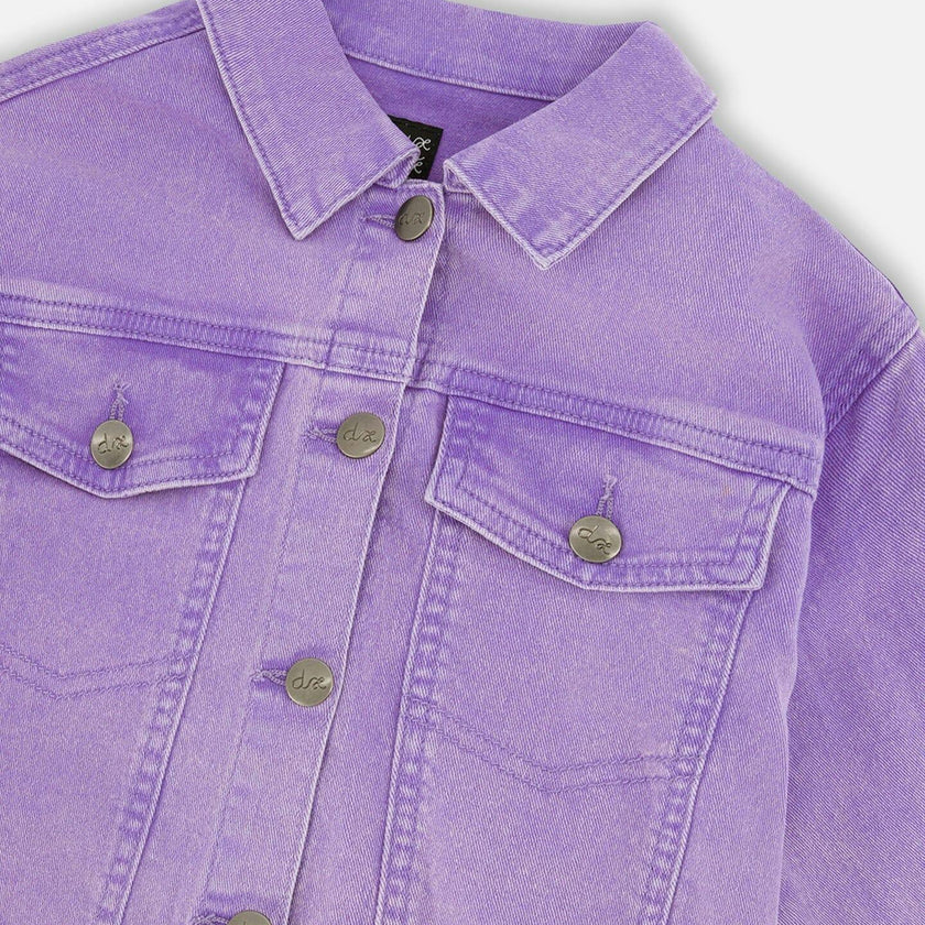 Mauve Denim Jacket With Embroidery
