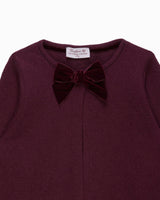 Velvet Big Bow Cardigan in Claret