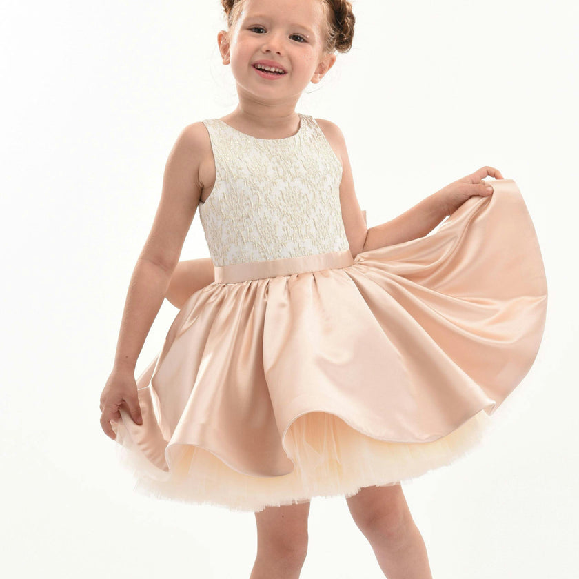 Rose Gold Elwood Satin Bow Dress