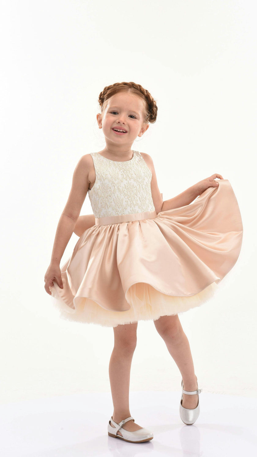 Rose Gold Elwood Satin Bow Dress