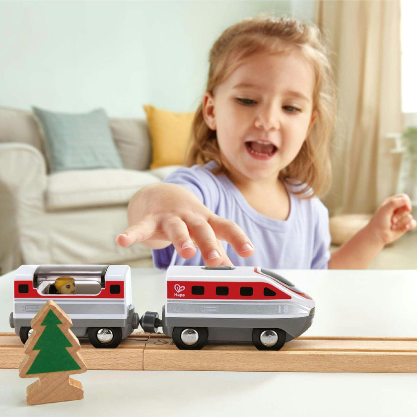 Hape: Intercity Battery Powered Train Set - Red & White