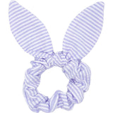 Seersucker Bow Scrunchie, Lavender/White