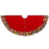 Handmade Felt Multicolor Fringe Border Red Wool Christmas Tree Skirt Arcadia Home