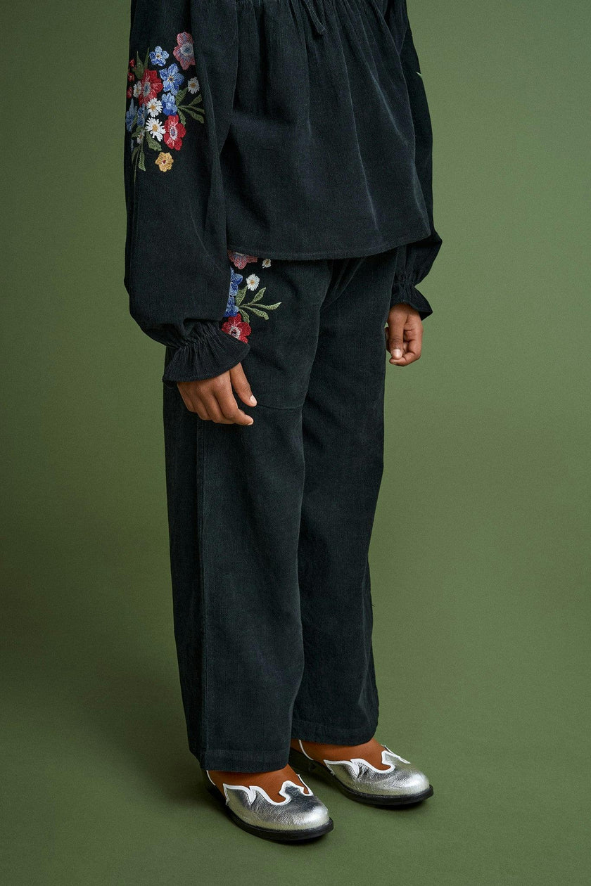 FLORECITAS MICROCORDUROY TOP BLACK