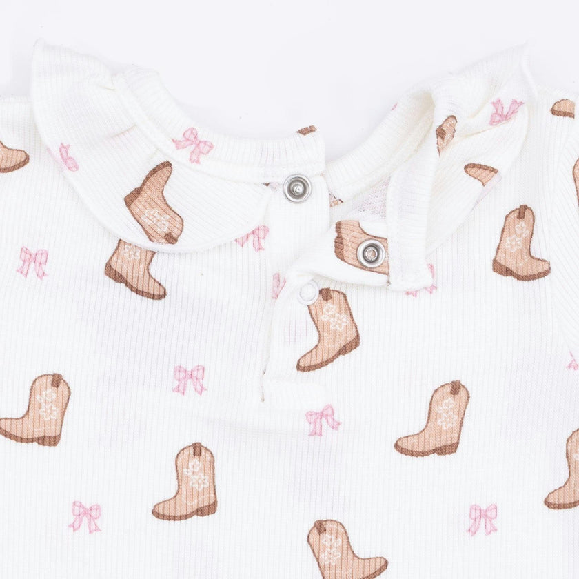Mini Cowgirl Boots - Long Sleeve Ruffle Top and Pant