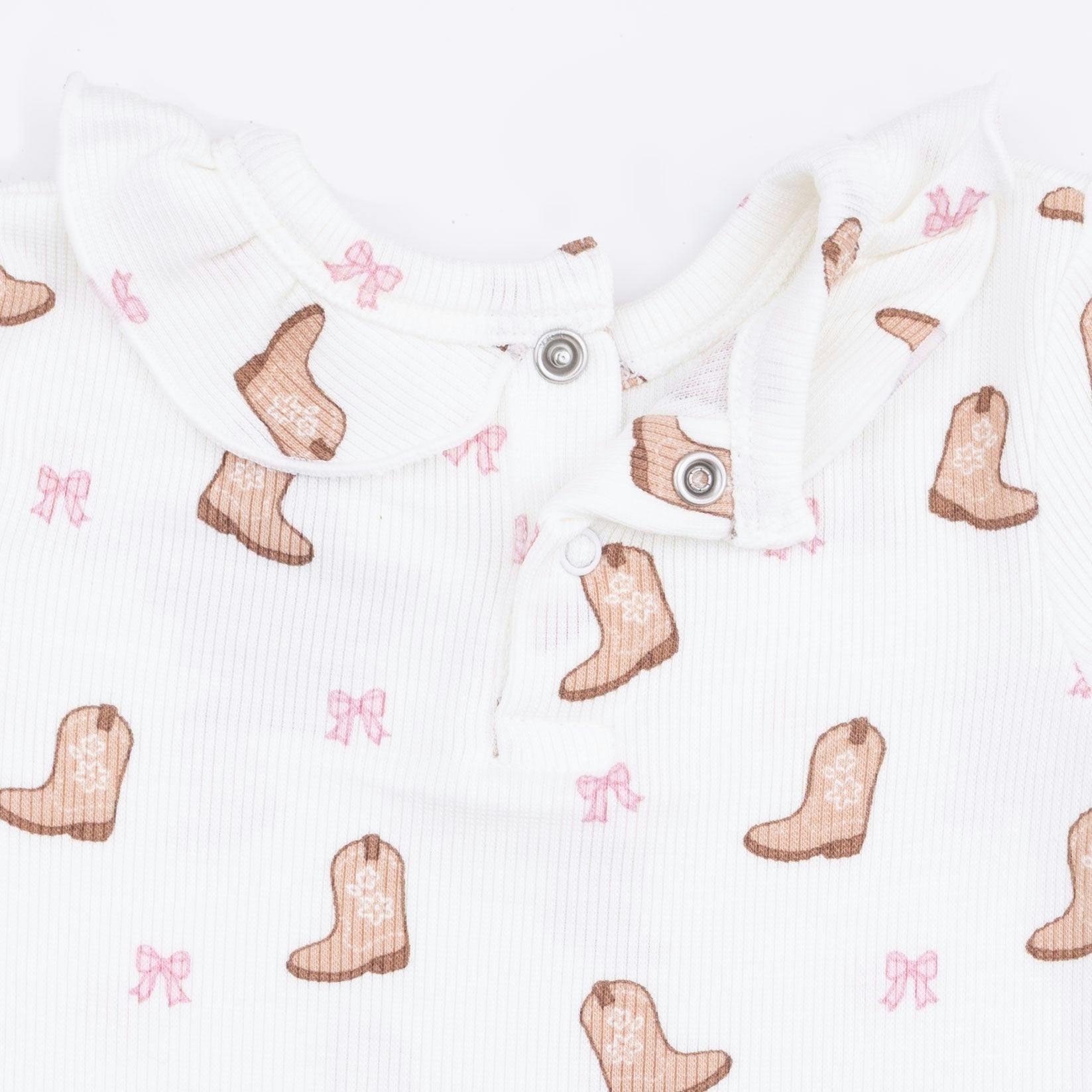 Mini Cowgirl Boots - Long Sleeve Ruffle Top and Pant